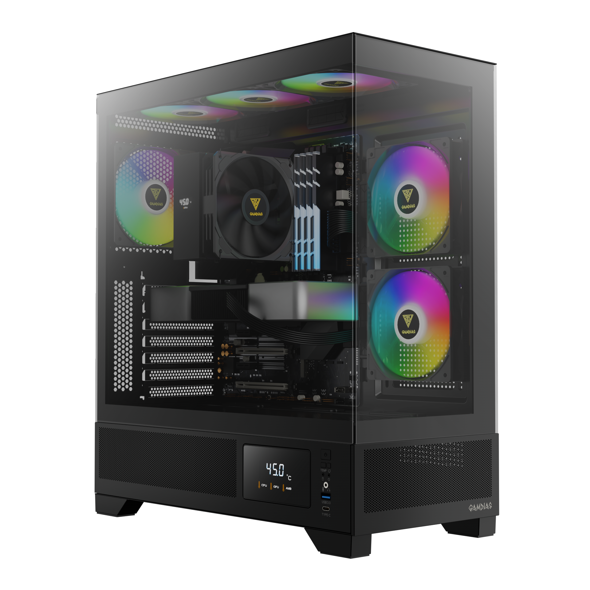 GAMDIAS ATLAS M1 ARGB Mid Tower Gaming Case - Black GAMDIAS ATLAS M1 ARGB Mid Tower Gaming Case - Black